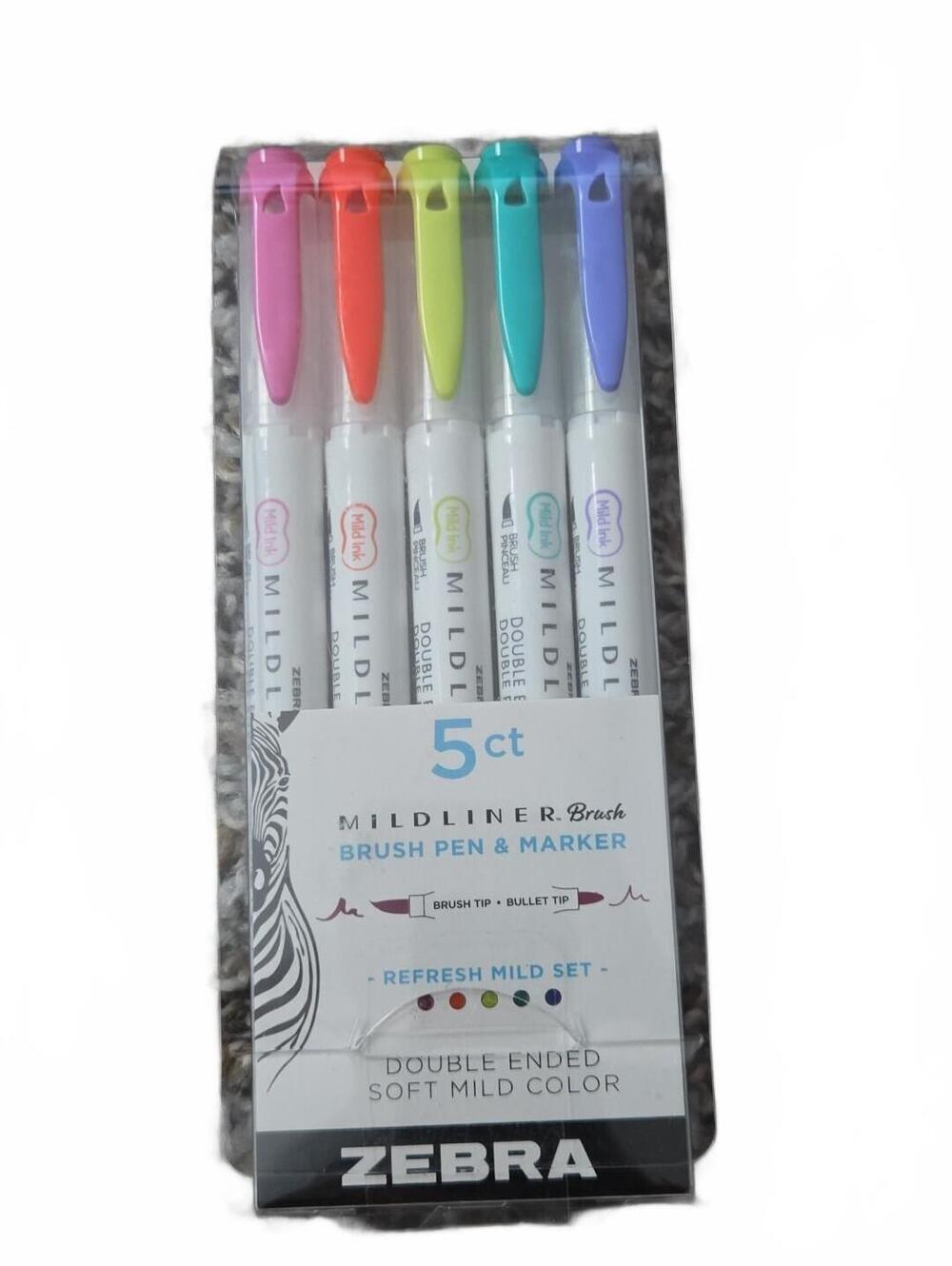 Zebra Pen Mildliner Double-Ended Brush Pen and Marker Refresh Mild Set